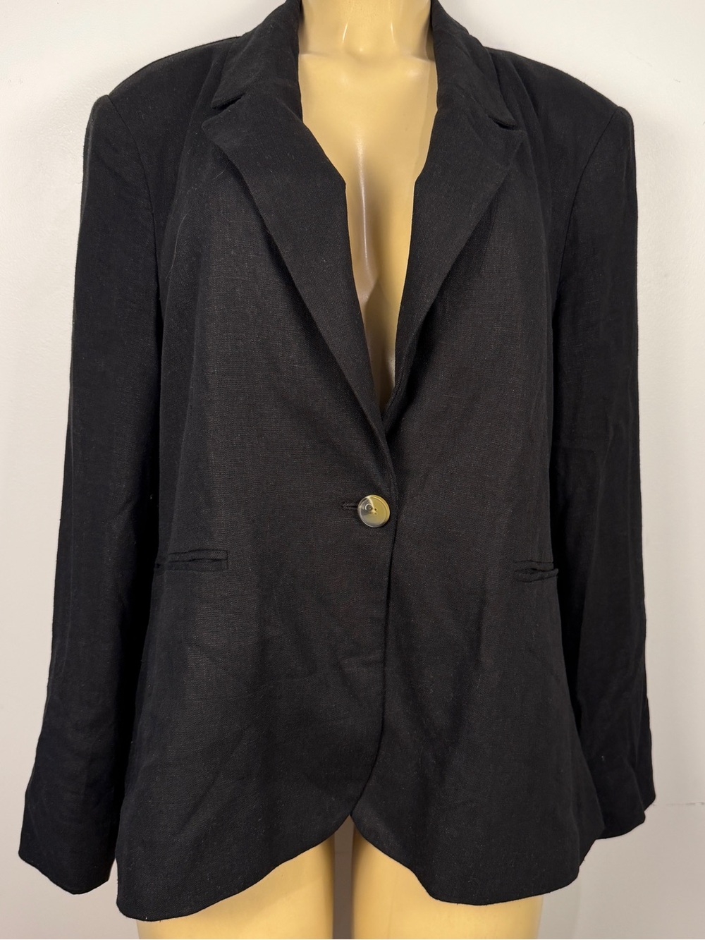 New Free Assembly Linen Blend Blazer Jacket Sz XL Black Minimalist Capsule Corp